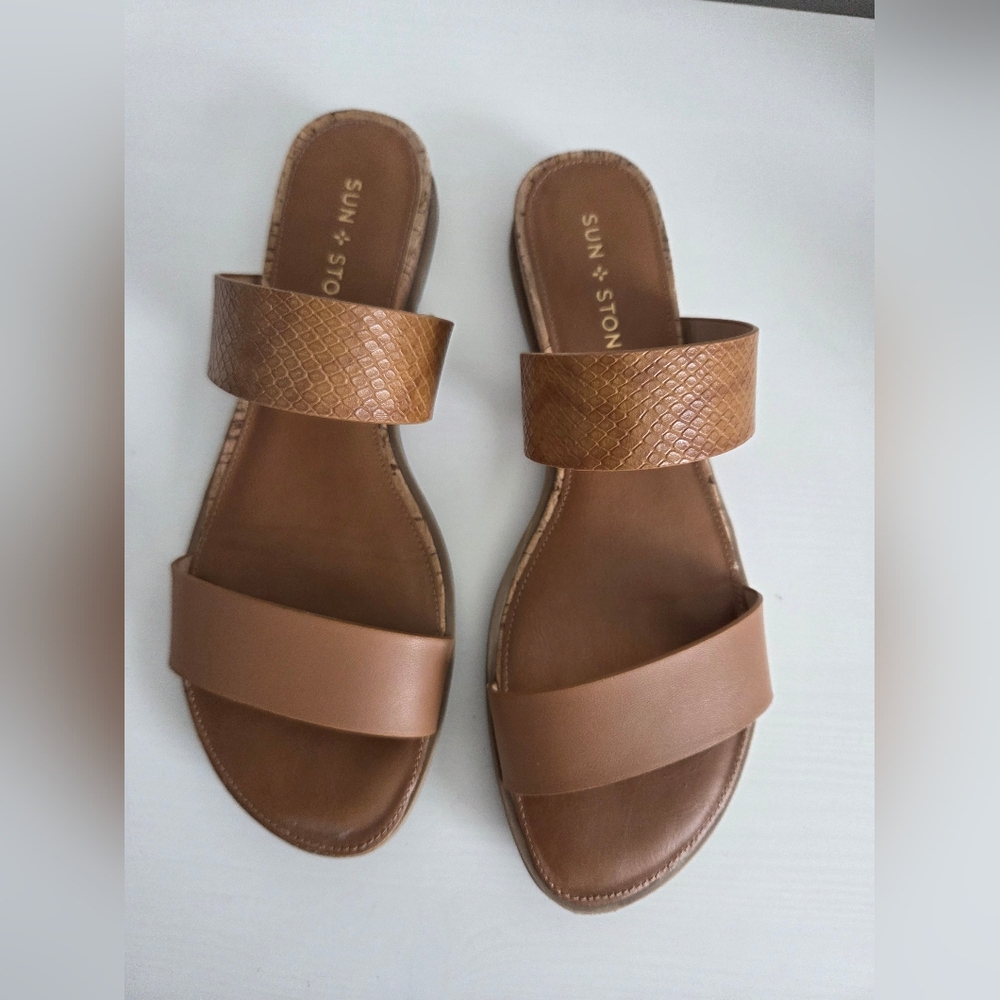 Sun + Stone Brown Women's Sandals/Slides